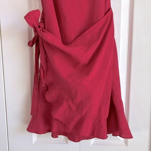SHEIN 100% Cotton Red Wrap Backless Dress XL - Picture 4 of 14